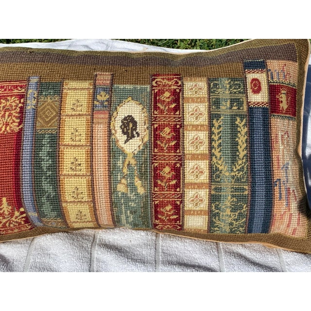 A really nice one a Classical needlepoint back support pillow. Green, red , white , brown colours Inv 8