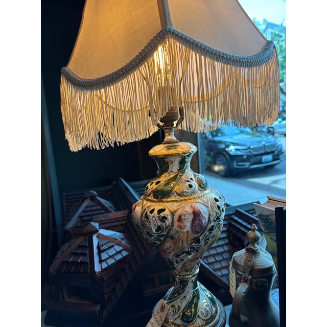 Italian 1950s Italian Hand-Painted Capodimonte Porcelain Lamp For Sale - Image 3 of 3