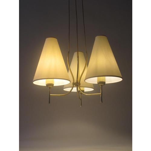Mid-Century Brass 3-Light Chandelier, 1950s For Sale - Image 16 of 18