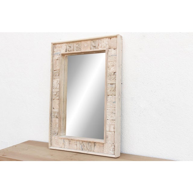 Rust Modern Farmhouse Carved Mirror For Sale - Image 4 of 8