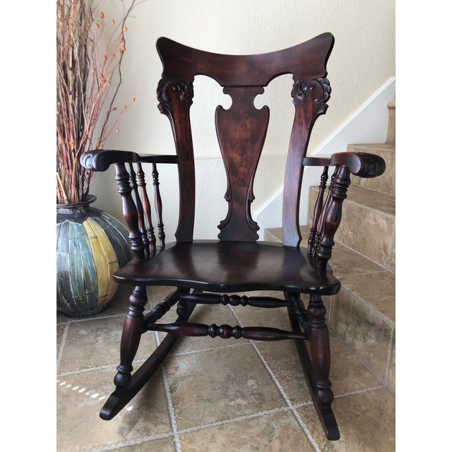 Jacobean Colonial RevivalInspired Carved Rocking Chair Chairish