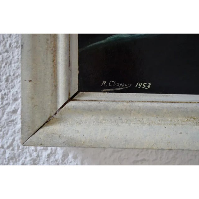 Wood Oil Painting After Willem van de Velde by Chapuis, 1950s For Sale - Image 7 of 10