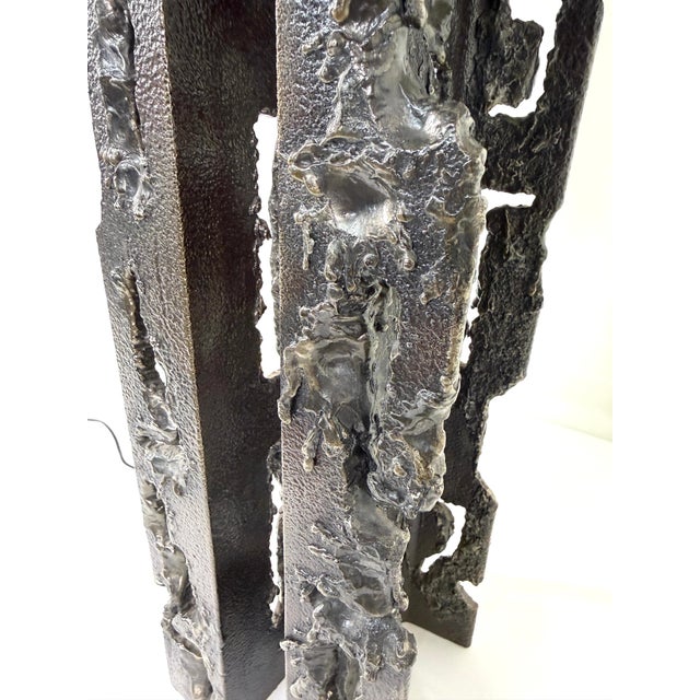 Metal Mid 20th Century Brutalist Welded Steel Table Lamp in the Manner of Paul Evans For Sale - Image 7 of 16