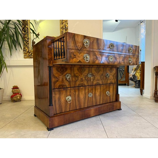 Antique Biedermeier Writing Desk in Walnut For Sale - Image 11 of 18