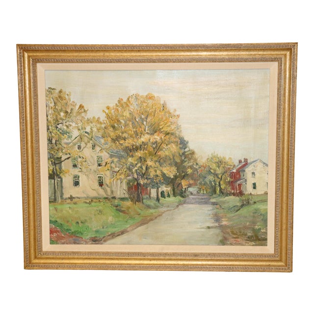 1940s Vintage Walter Emerson Baum Milford Square Painting For Sale
