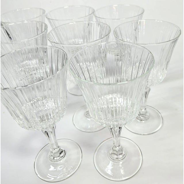 1980s Fluted French Water Goblets- Set of Eight For Sale - Image 5 of 12