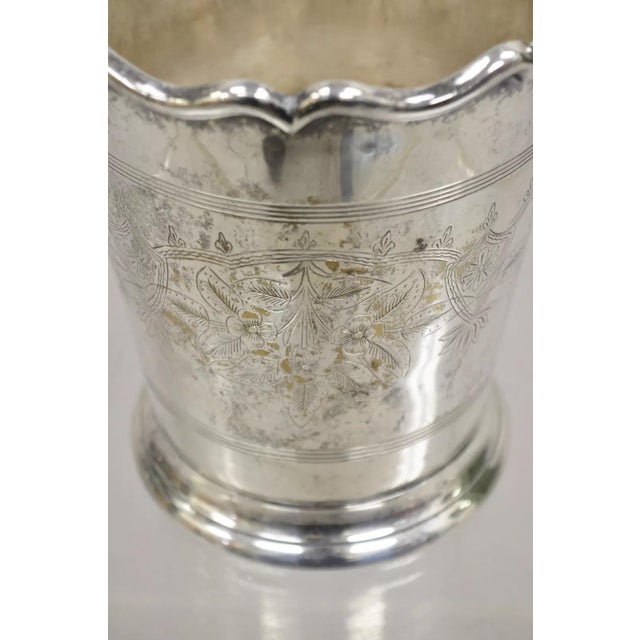Early 20th Century Antique Art Nouveau Twin Knob Handle Silver Plated Champagne Chiller Ice Bucket For Sale - Image 5 of 12