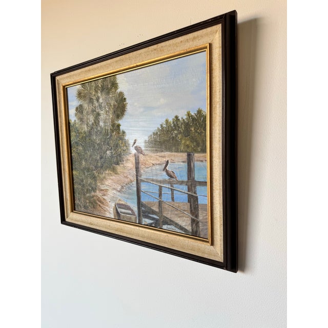 1970s Vintage Tropical Florida Landscape Oil Painting by J Kovach For Sale - Image 4 of 12