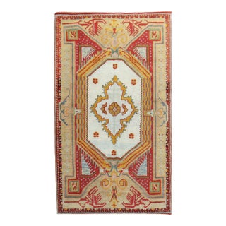 Colorful Early 20th Century Antique Turkish Ghiordes Rug - 3'8" x 5'5" For Sale