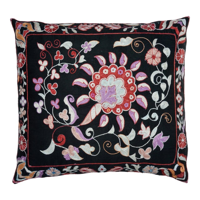 Floral-Patterned Silk Pillow For Sale