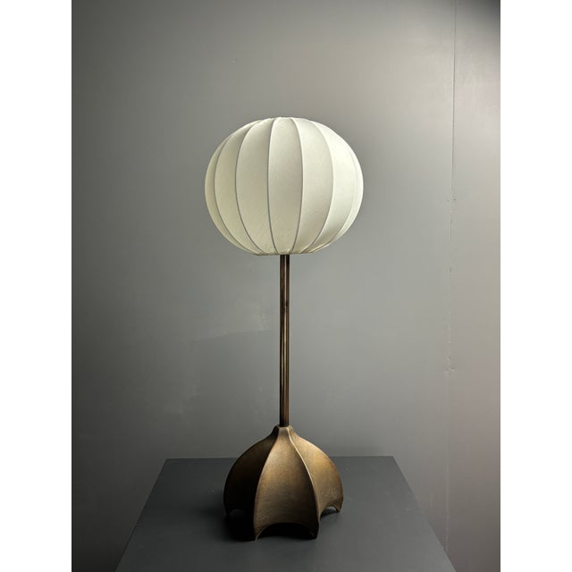 Large Dutch Brutalist Bronze Cocoon Table Lamp, 1990s For Sale - Image 11 of 11