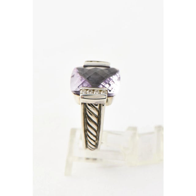 Yurman Amethyst Diamond Sterling Silver Deco Cable Cocktail Ring size 5.5 For Sale - Image 4 of 6