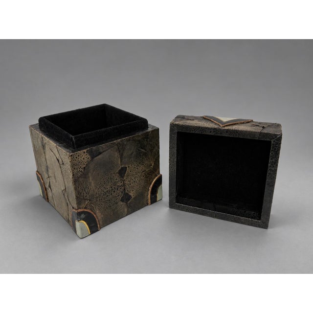 Brown Unusual R&y Augousti Python & Mixed Stone Covered Box, Karl Springer Style For Sale - Image 8 of 11