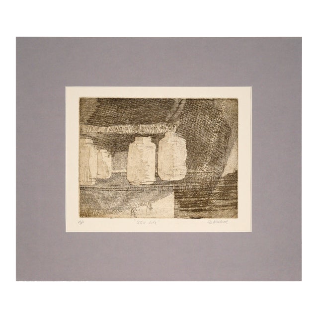 "Still Life" - Etching in Ink on Paper (Artist's Proof) by Doris Warner For Sale