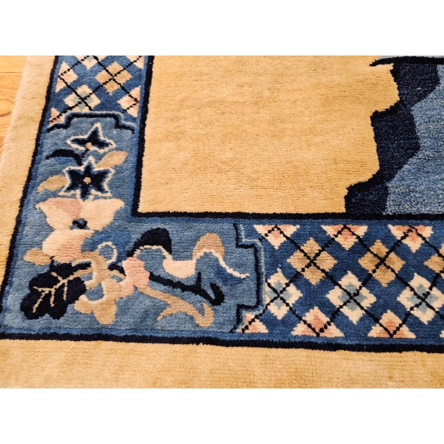Vintage Chinese Art Deco Pictorial Rug, Hand-Knotted Wool, Early 1900s, 5' x 7' For Sale - Image 15 of 15