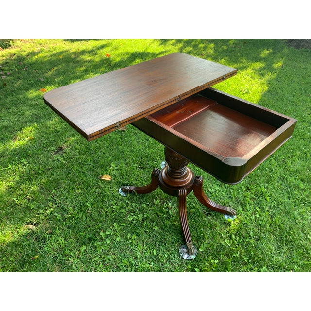 Antique Duncan Phyfe Style English Mahogany Pedestal Game ...