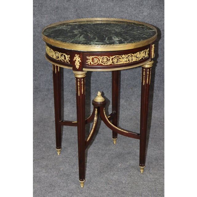 François Linke 19th C French Louis XVI Style Ormolu Mounted Marble Top End Table For Sale - Image 4 of 15