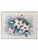 A large, signed floral painting featuring blush pink and ivory blossoms surrounded by sweeping teal, green, and lavender...