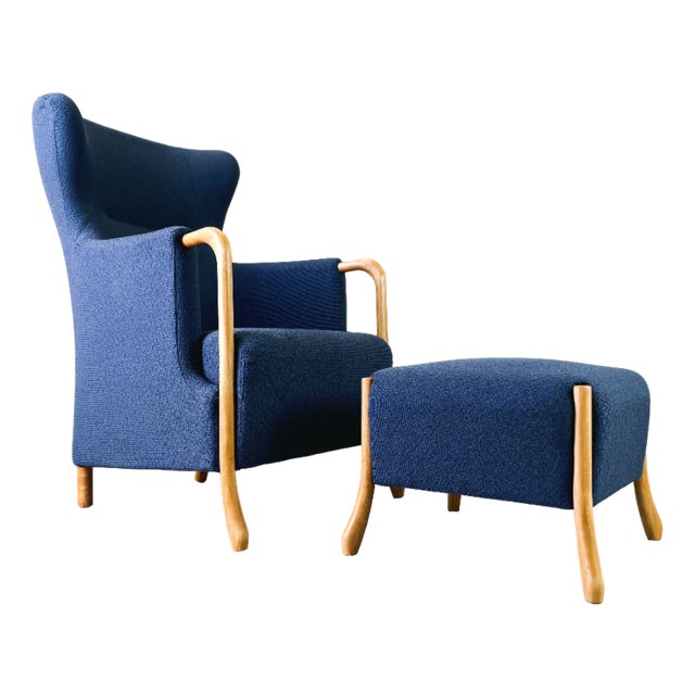 Set of Vintage Armchair & Ottoman from Claudia Stouby Møbelfabrik, 1970 For Sale