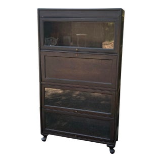 Antique Lawyers Barrister Bookcase With Secretary Desk For Sale