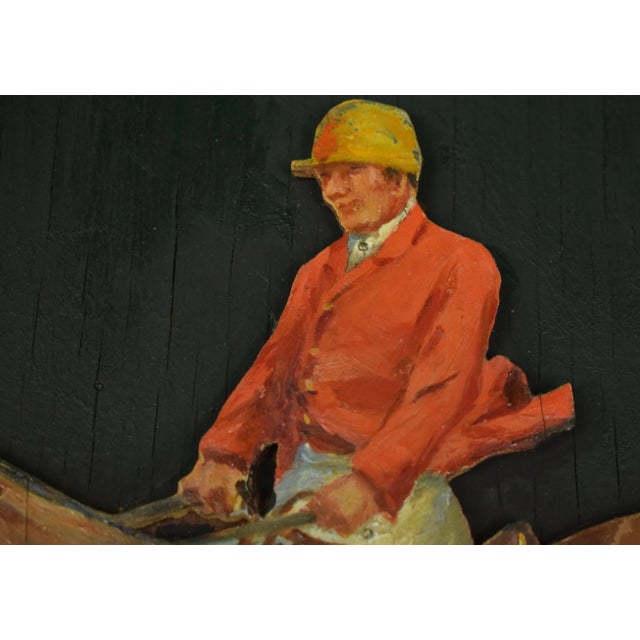 Mid 20th Century Mid 20th Century Hand-Painted Steeplechaser #3 Doorstop/ Wood Slat Screen For Sale - Image 5 of 6