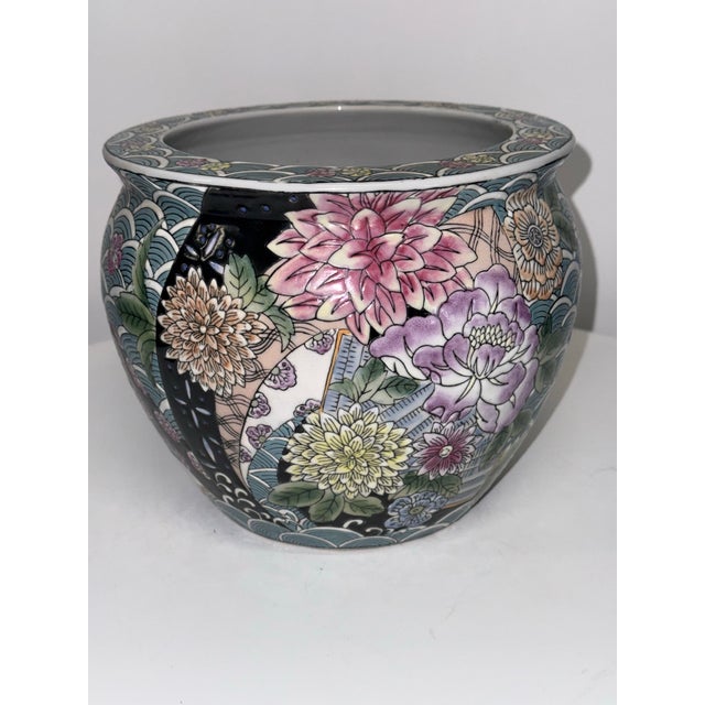 Chinese Late 20th Century Floral Chinese Jardinière For Sale - Image 3 of 10