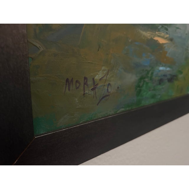 Mid-Century Modern 1960s Large Original Mid-Century Style Figurative Abstract Oil Painting by Jajan Morazo - Signed For Sale - Image 3 of 11