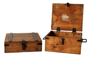 Vintage Wooden Storage Boxes, 1920s, Set of 2