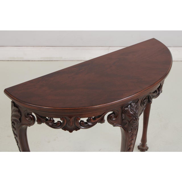 1980s Baker Carved Mahogany Paw Foot Console Table For Sale - Image 5 of 13