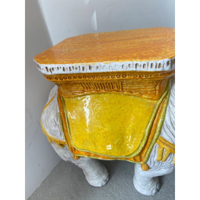 1950s Italian Glazed Terracotta Elephant Garden Seat, 1950s For Sale - Image 5 of 10