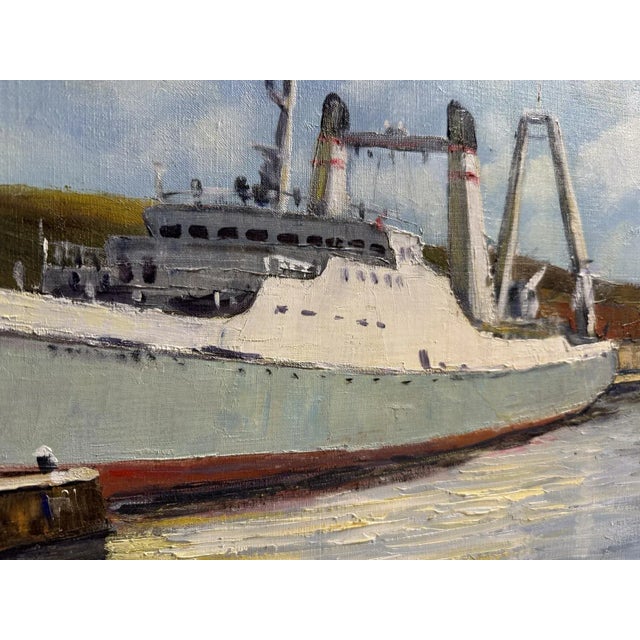 Philippe Duhamel, Oil on Canvas, Trawling in the Port of Fécamp, 1970s For Sale - Image 4 of 6