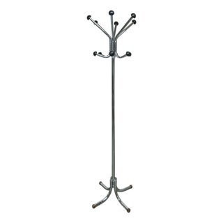 Coat Rack with Twelve Hooks in Chrome and Black Plastic, 1960s For Sale