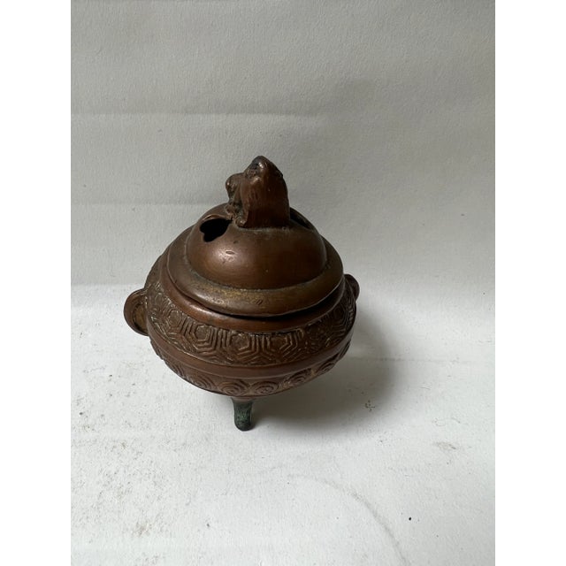Mid 20th Century High Relief Bronze Foo Dog Asian Incense Burner For Sale - Image 10 of 13