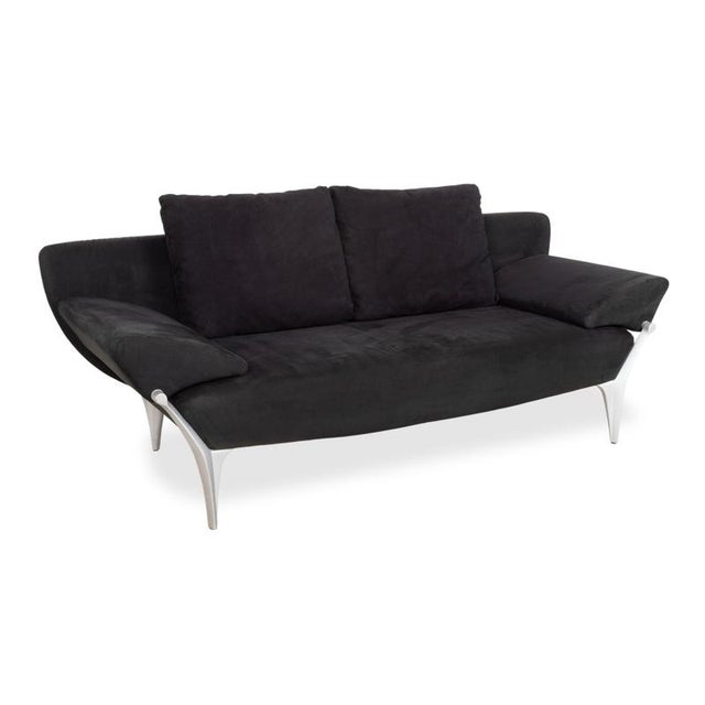Modern 1600 Two-Seater Sofa in Black Fabric from Rolf Benz For Sale - Image 3 of 15