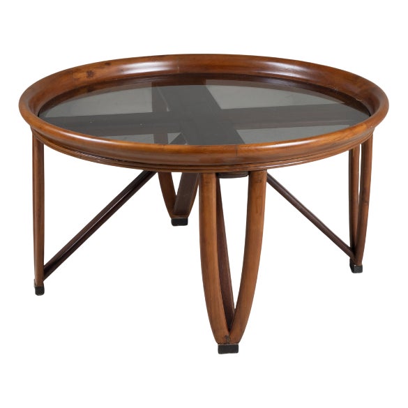 Round Walnut Coffee Table, Brazil, 1950s For Sale