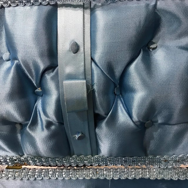 Small Vintage Blue and White Sewing Basket For Sale - Image 10 of 13