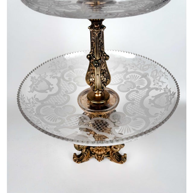 Bronze Very Large 19th Century French Gilt Bronze & Cut Crystal Centerpiece by Christofle Et Cie For Sale - Image 8 of 12
