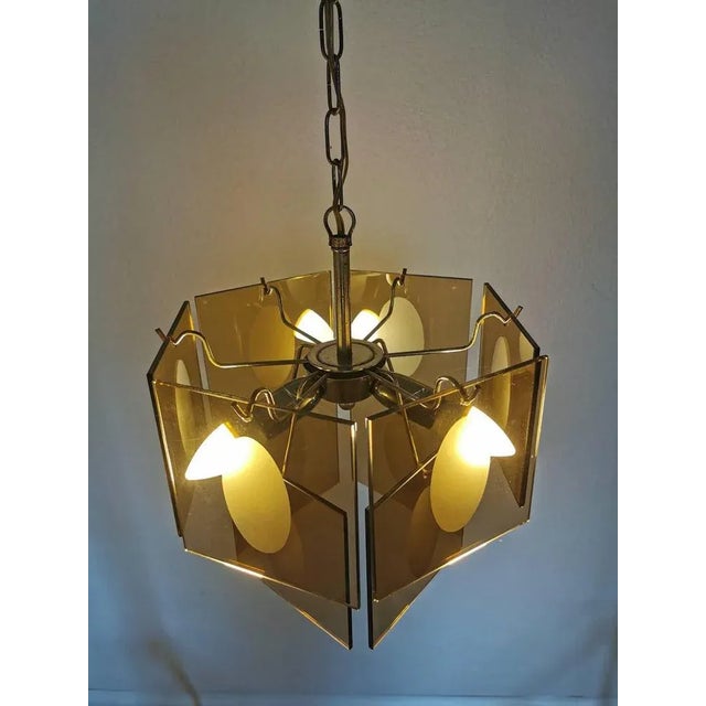 1970s Mid-Century Chandelier in Smoked Glass from Vistosi, 1960s For Sale - Image 5 of 11