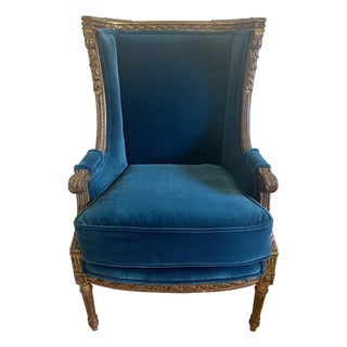 Teal Velvet Louis XVI Chair For Sale