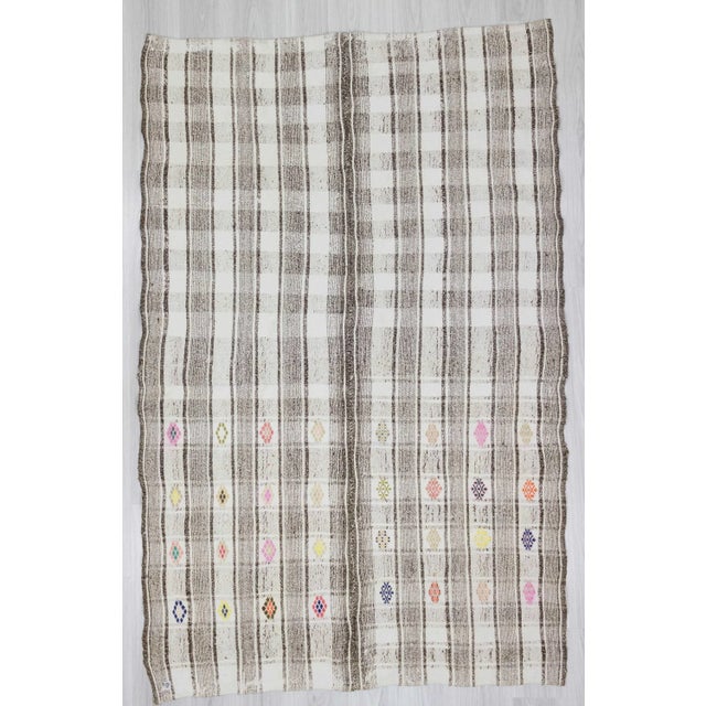 Handwoven vintage kilim rug from Adana region of Turkey. In very good condition.