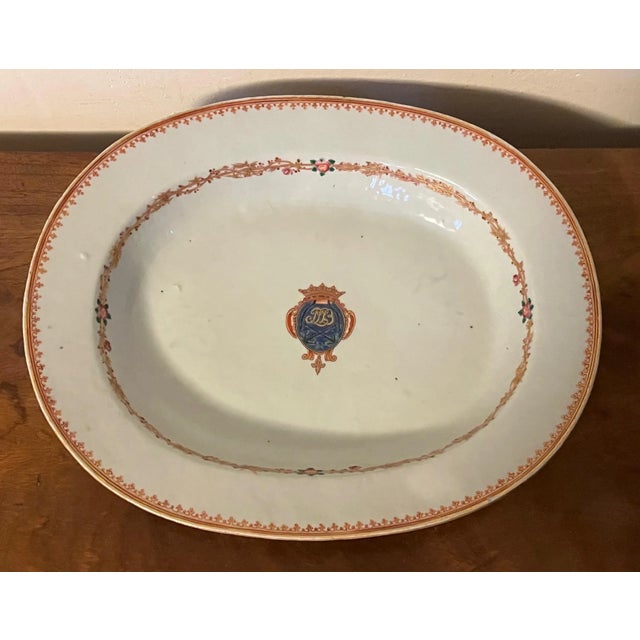 18th Century Chinese Export Porcelain Armorial Deep Platter For Sale In New York - Image 6 of 12
