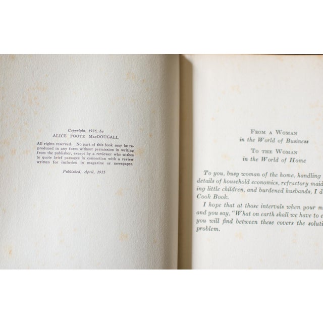 American 1935 Depression Era Alice Foote McDougalls Cook Book 1st Edition Recipe Menus Vintage Kitchen House & Home Economics Chefs Gift For Sale - Image 3 of 15