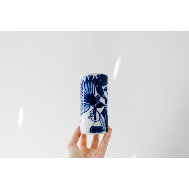 Mid-Century Modern Mini Bjørn Wiinblad Mid Century Modern Blue and White Glazed Porcelain Vase For Sale - Image 3 of 8