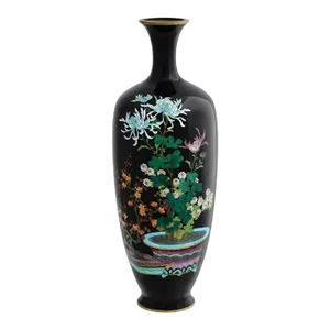 Antique Japanese Meiji Era Ginbari Cloisonne Vase