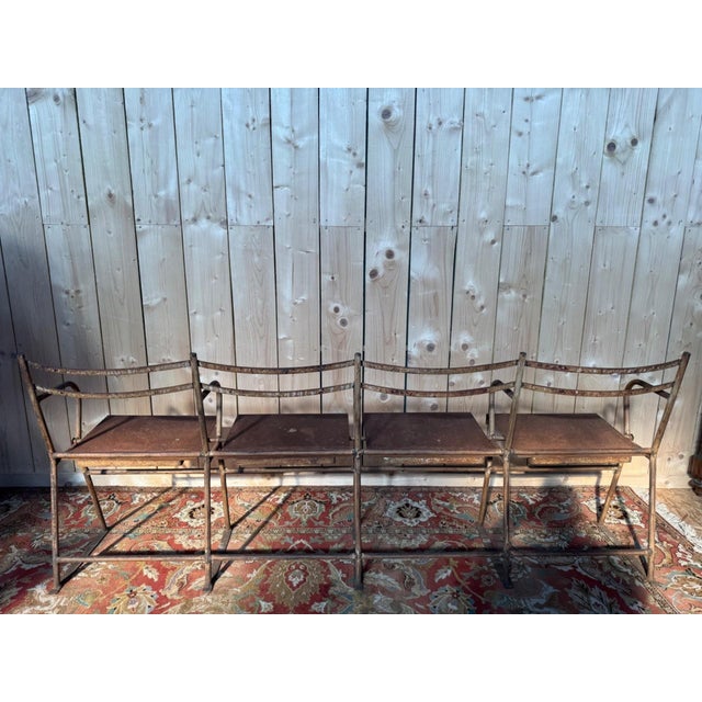 Four-Seater Theatre Bench in Iron and Sheet Metal, 1890s For Sale - Image 5 of 7