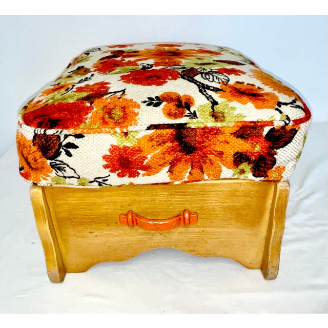 Monterey Furniture 1930s Arts & Crafts Mission Pine Monterey Furniture Ottoman Footstool, Newly Upholstered. For Sale - Image 4 of 8