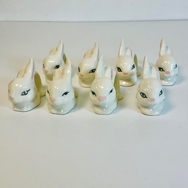 Hollywood Regency Vintage Trompe L’Oeil Hollywood Regency Boho Chic Bunny Napkin Rings - Set of 8 - Easter. For Sale - Image 3 of 18