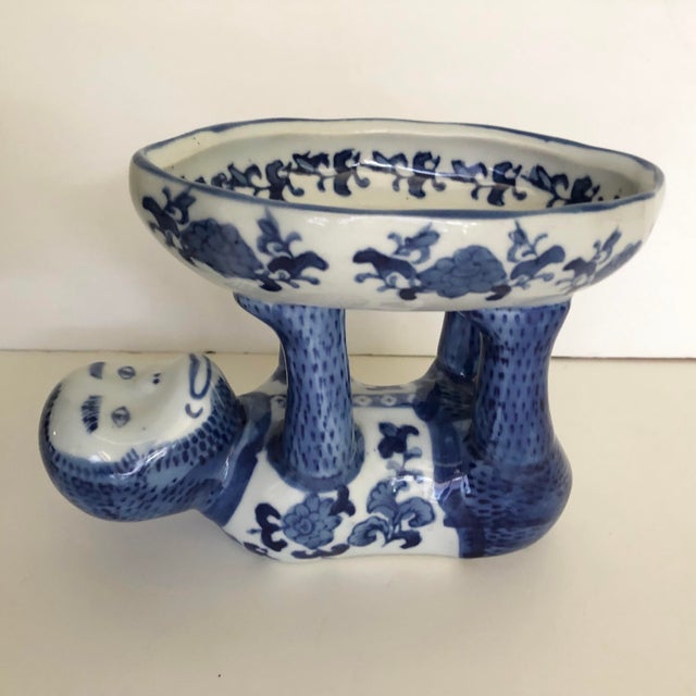 Vintage Blue and White Ceramic Monkey Dish Chairish