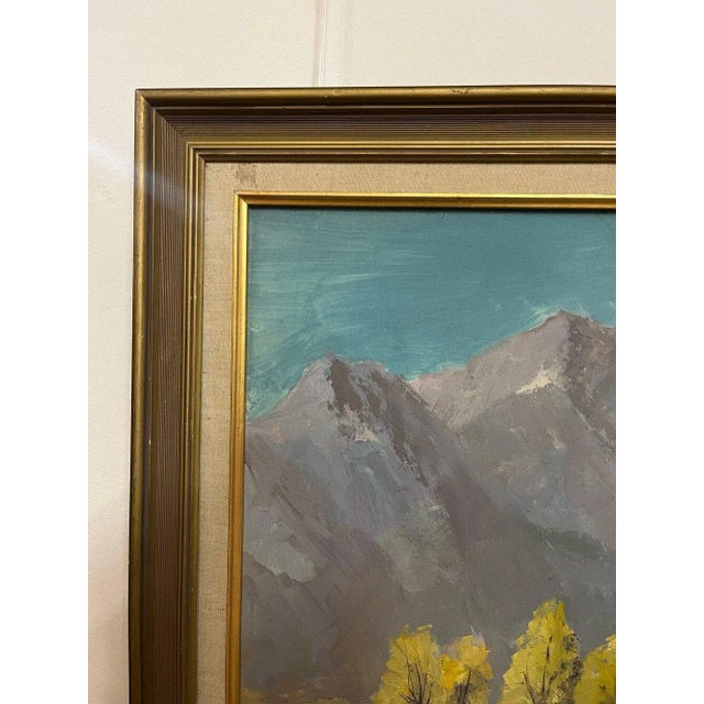 Vintage Mountain Landscape Painting, Framed For Sale - Image 4 of 8