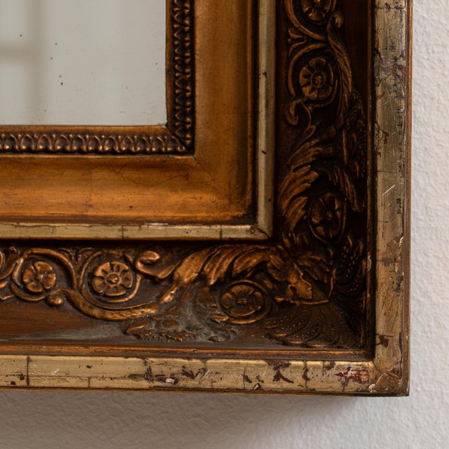 Wood 19th Century France Antique Gold Carved Giltwood Mirror For Sale - Image 7 of 9